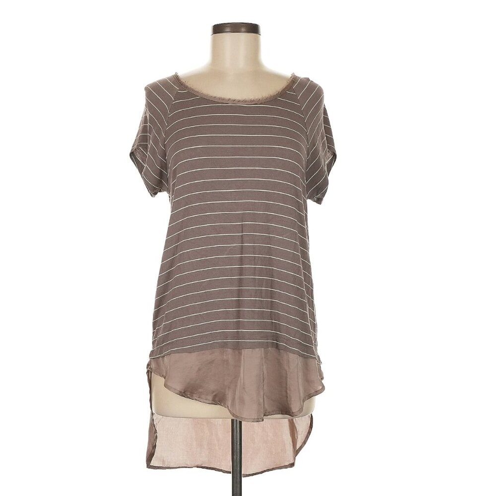 Bordeaux Women's Brown Short Sleeve Top Size M‎ - Mixed Fabrics, Comfy Casual